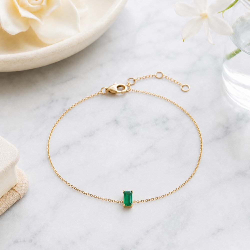 Baguette esmeralda oro amarillo 18k