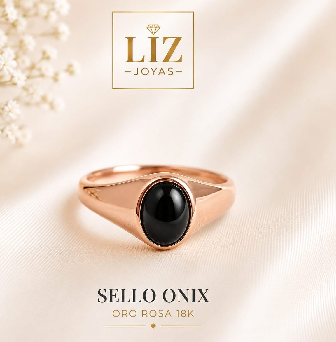 Sello oval onix oro rosa 18k